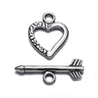 Heart and Arrow Toggle Clasp in Sterling Silver 22.3x11.7mm