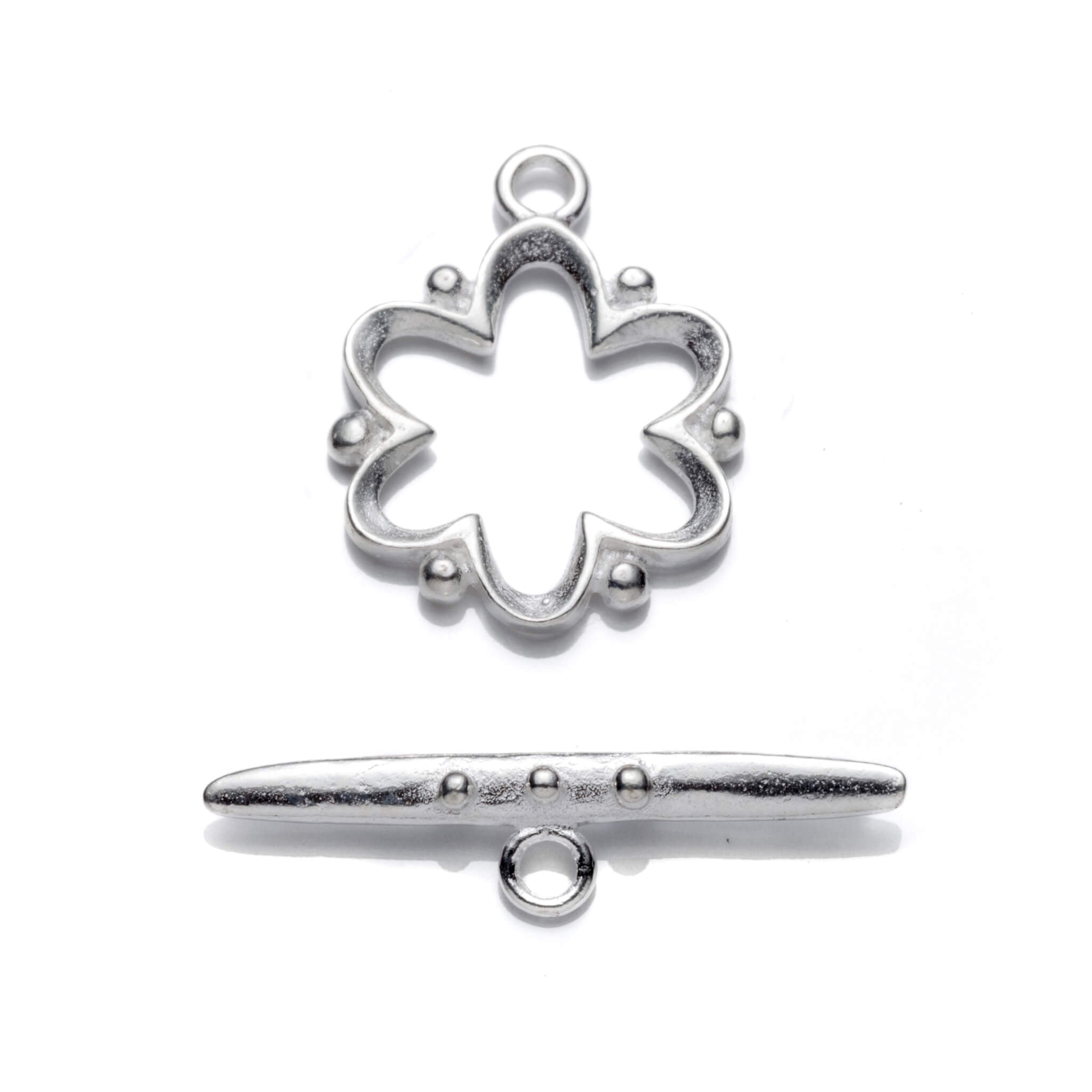 Floral Toggle Clasp in Sterling Silver 23.6x13.5mm