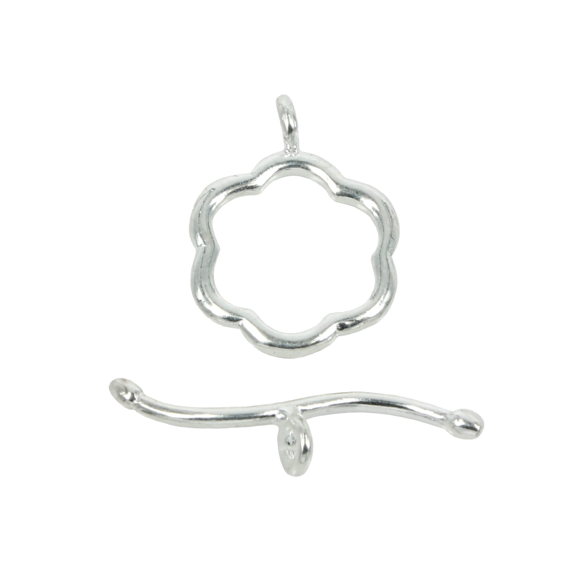 Floral Toggle Clasp in Sterling Silver 13x16mm