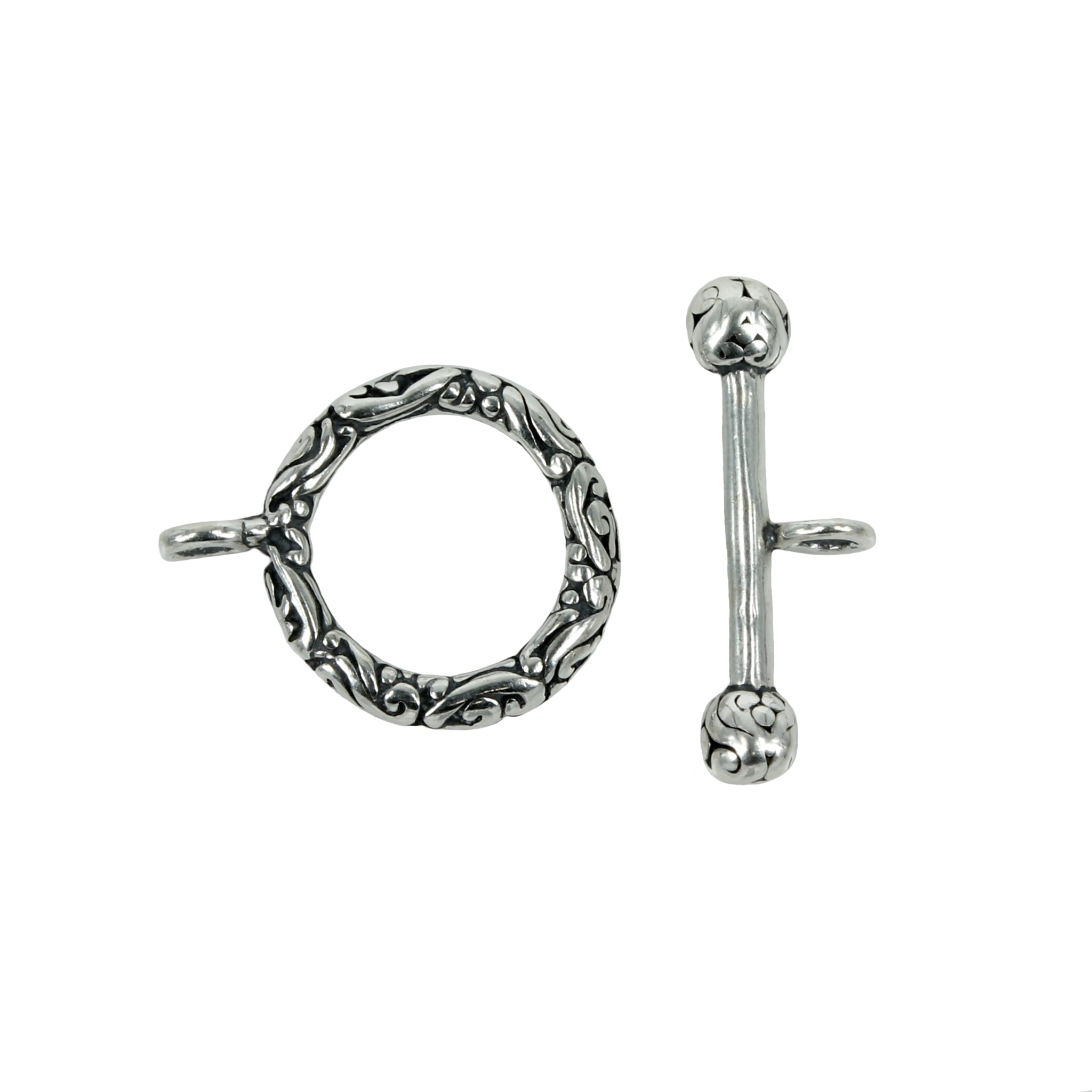 Decorated Toggle Clasp in Sterling Silver 15mm