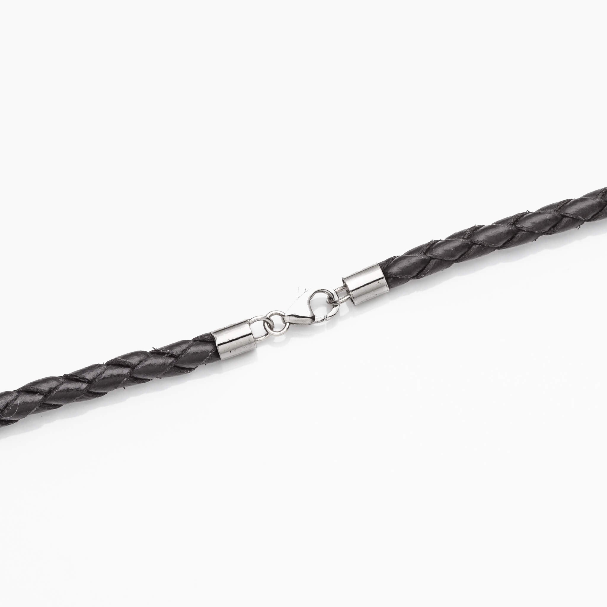 Braided Leather Cord Necklace Black