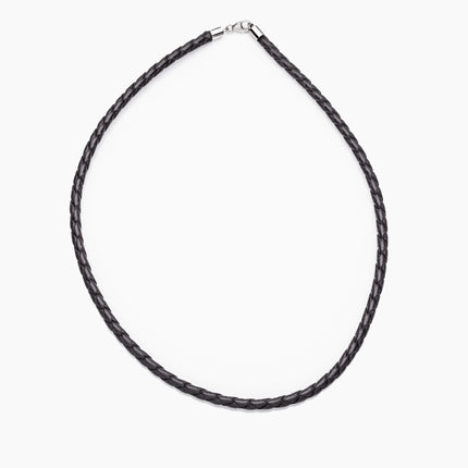 Braided Leather Cord Necklace Black 20 inches (51cm)