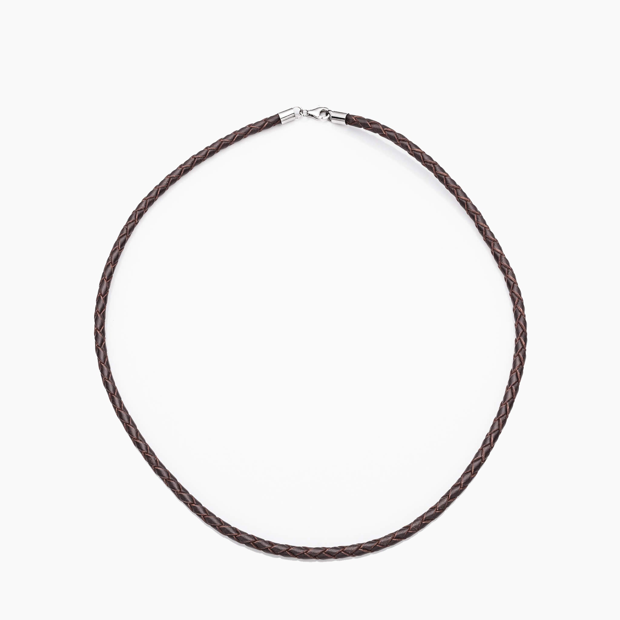 Braided Leather Cord Necklace Brown 20 inches (51cm)